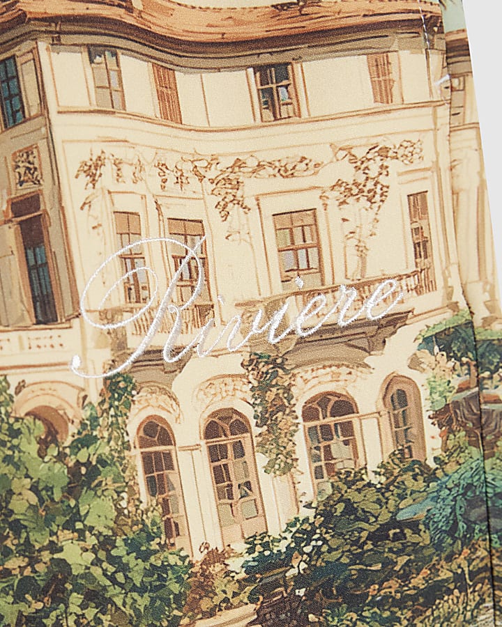 Green Palm Tree Print Pull On Shorts