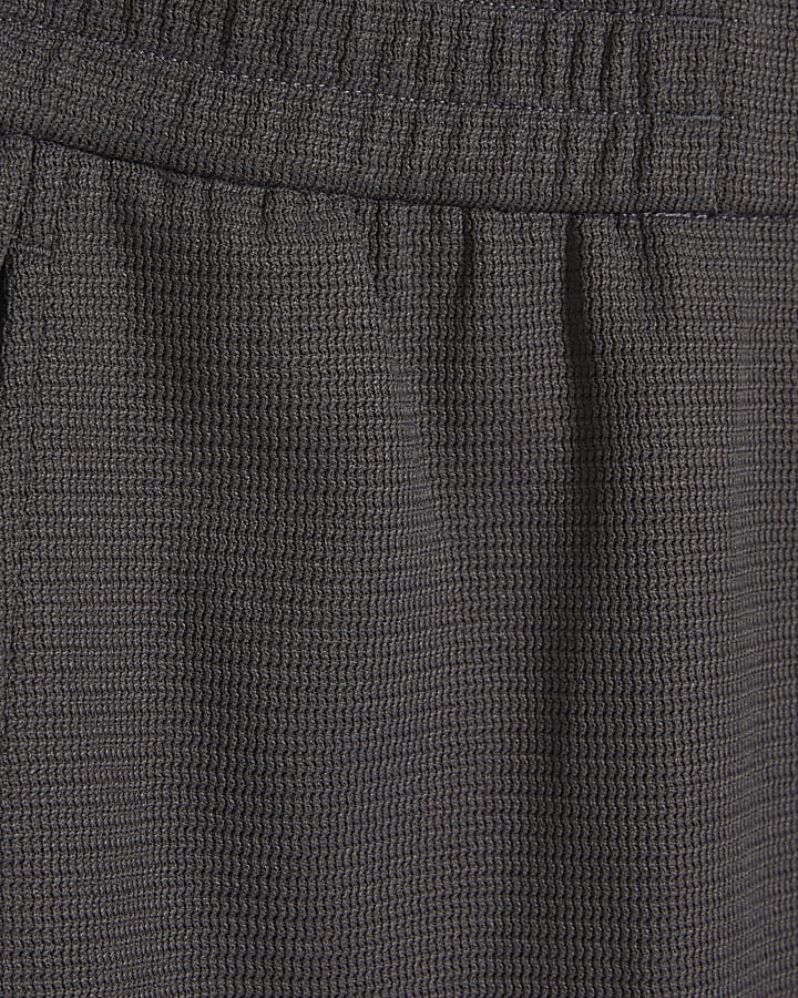 Grey Textured Slim Fit Trousers