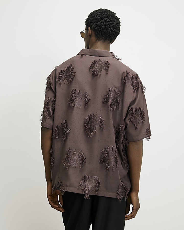 Brown RI Studio 3D Floral Shirt