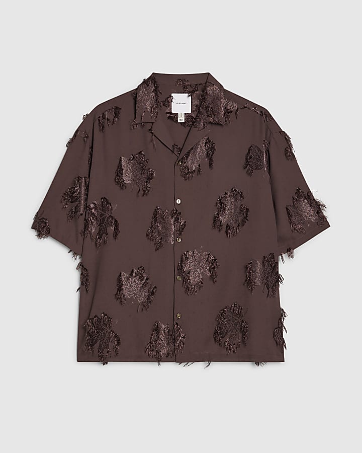 Brown RI Studio 3D Floral Shirt