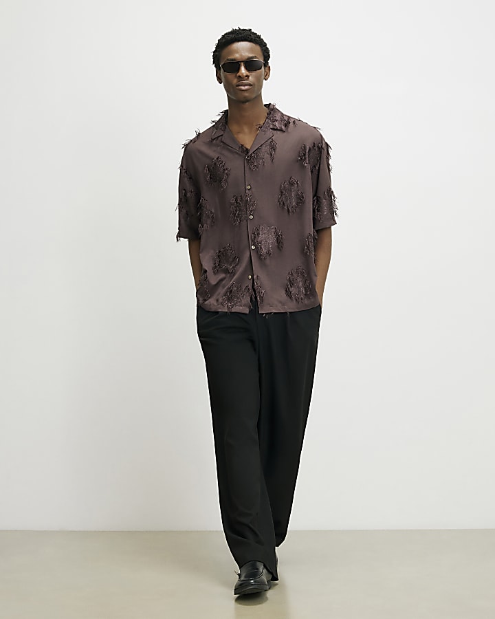 Brown RI Studio 3D Floral Shirt