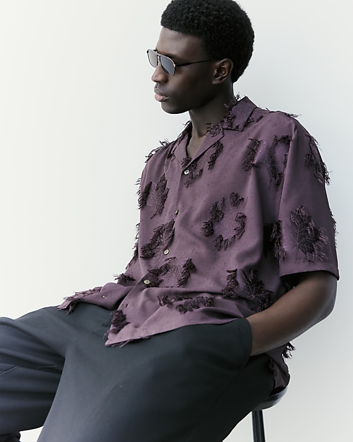 Brown RI Studio 3D Floral Shirt