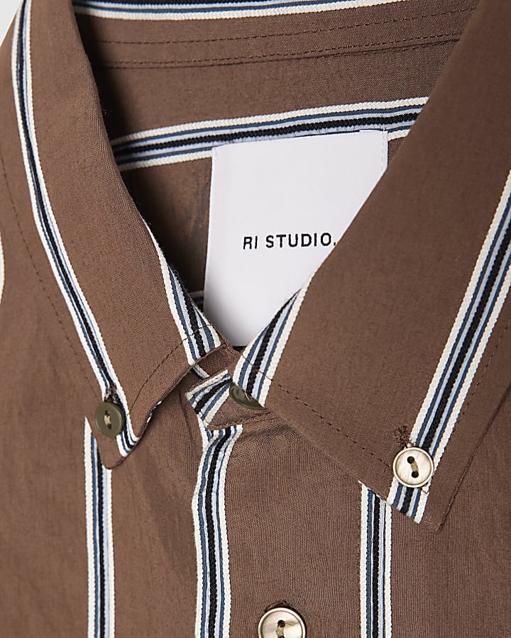 Brown RI Studio Stripe Shirt