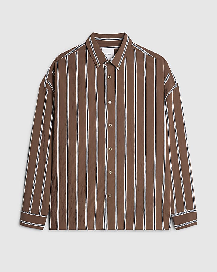 Brown RI Studio Stripe Shirt