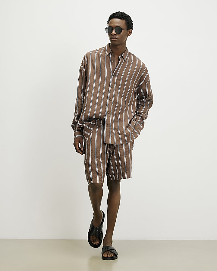 Brown RI Studio Stripe Shirt