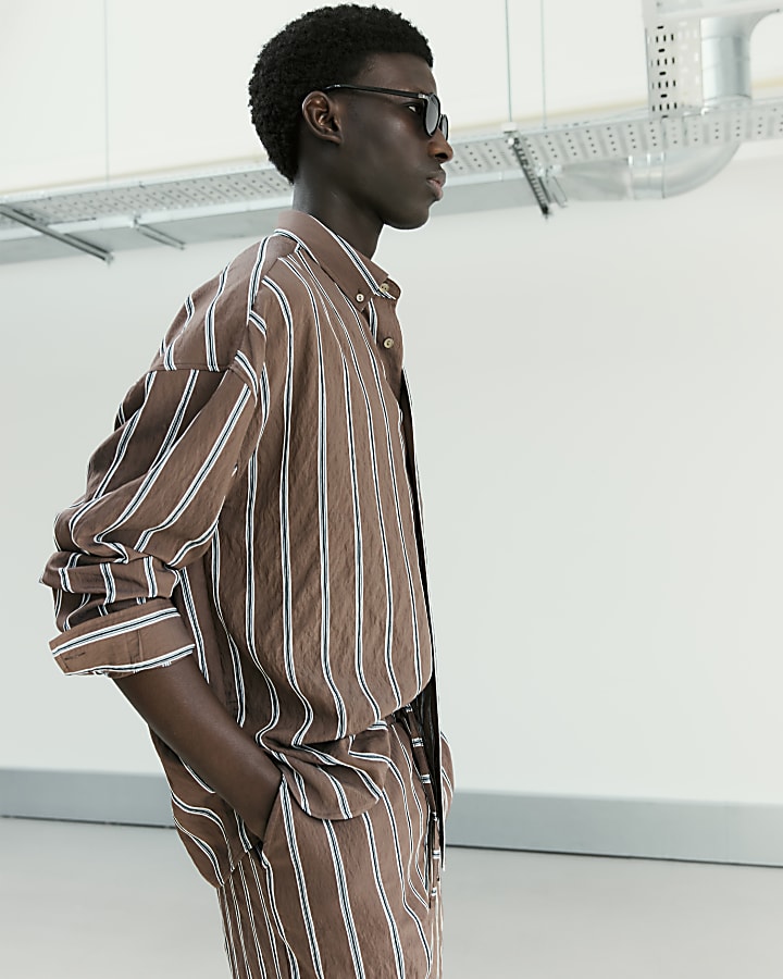 Brown RI Studio Stripe Shirt