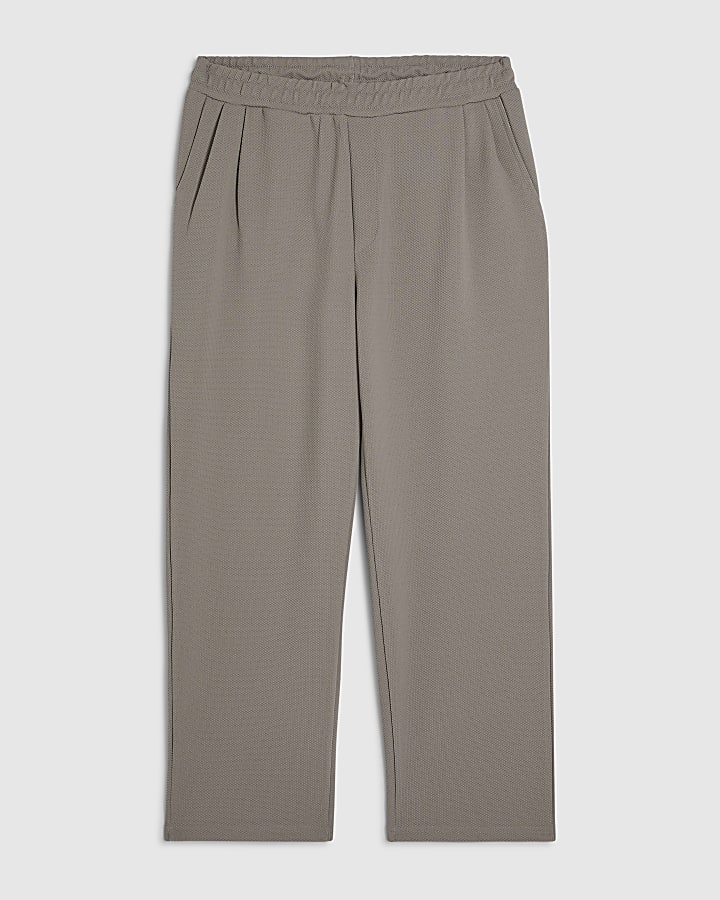 Beige Regular Fit Waffle Textured Joggers