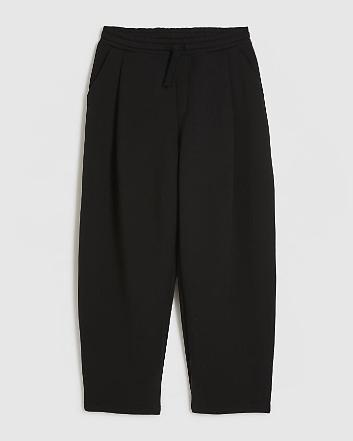 Black Barrel Fit Pleated Joggers