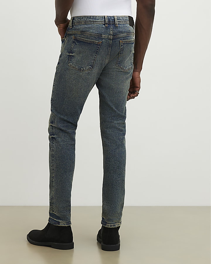 Blue Skinny Fit Ripped Jeans