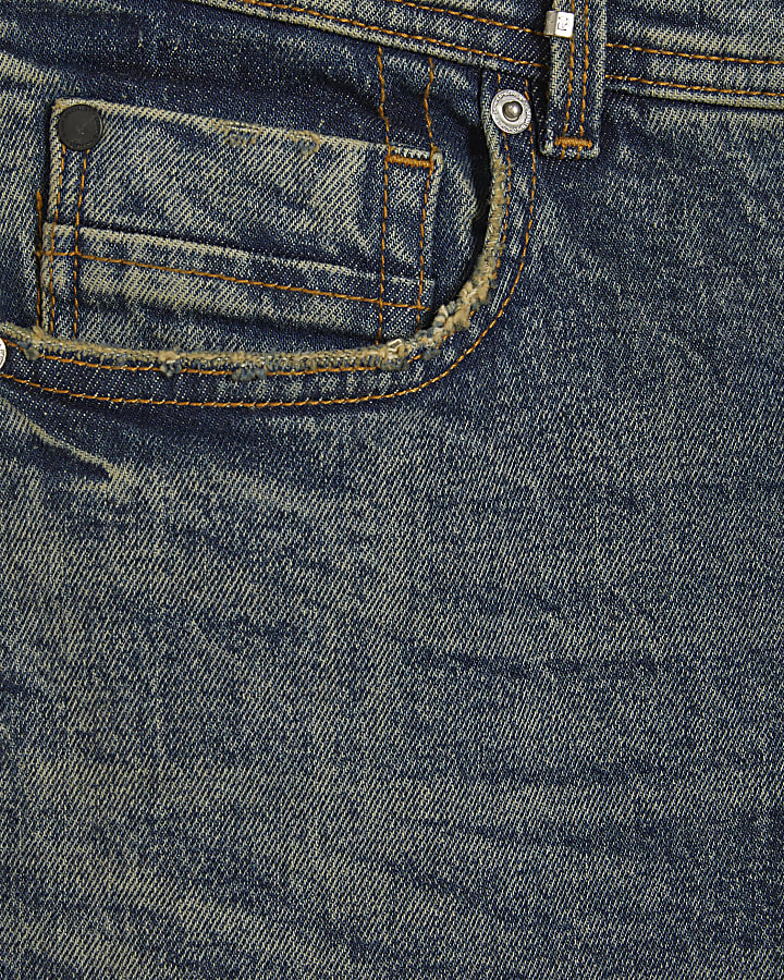 Blue Skinny Fit Ripped Jeans
