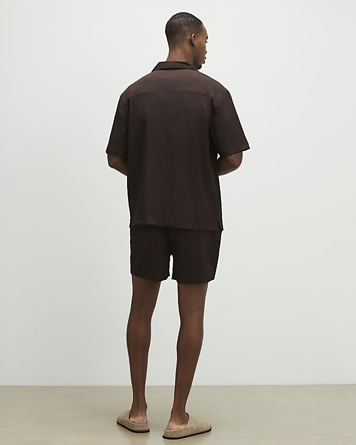 Brown Regular Fit Pull On Shorts