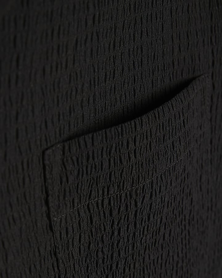 Black Muscle Fit Textured Shirt