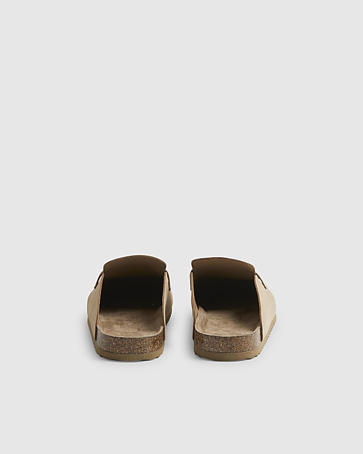 Beige Slip On Mule Sandals