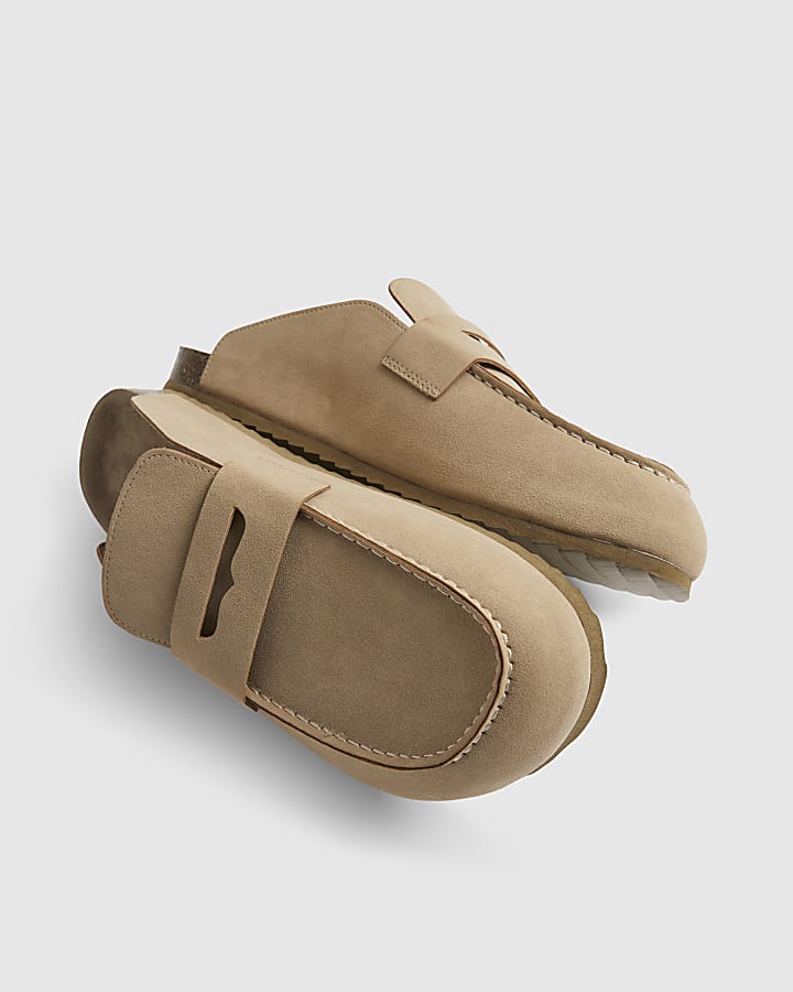 Beige Slip On Mule Sandals