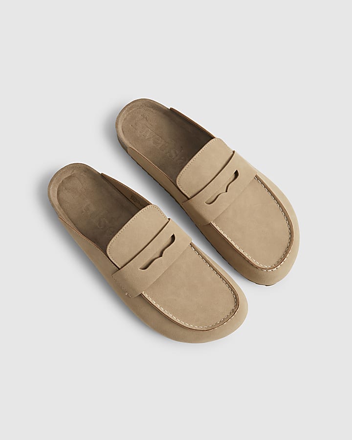 Beige Slip On Mule Sandals