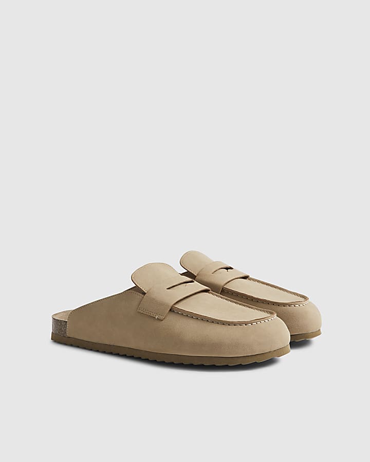 Beige Slip On Mule Sandals