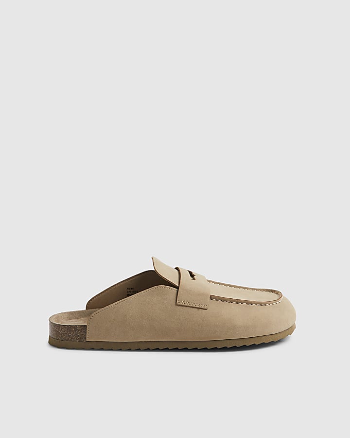 Beige Slip On Mule Sandals