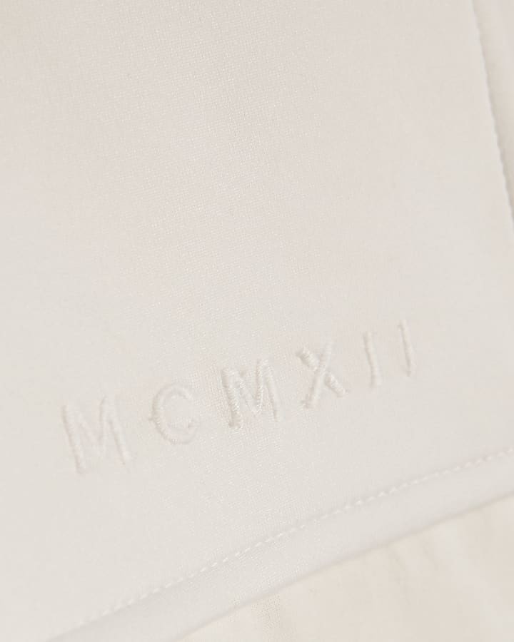 Cream Regular Fit Fabric Blocked Shirt