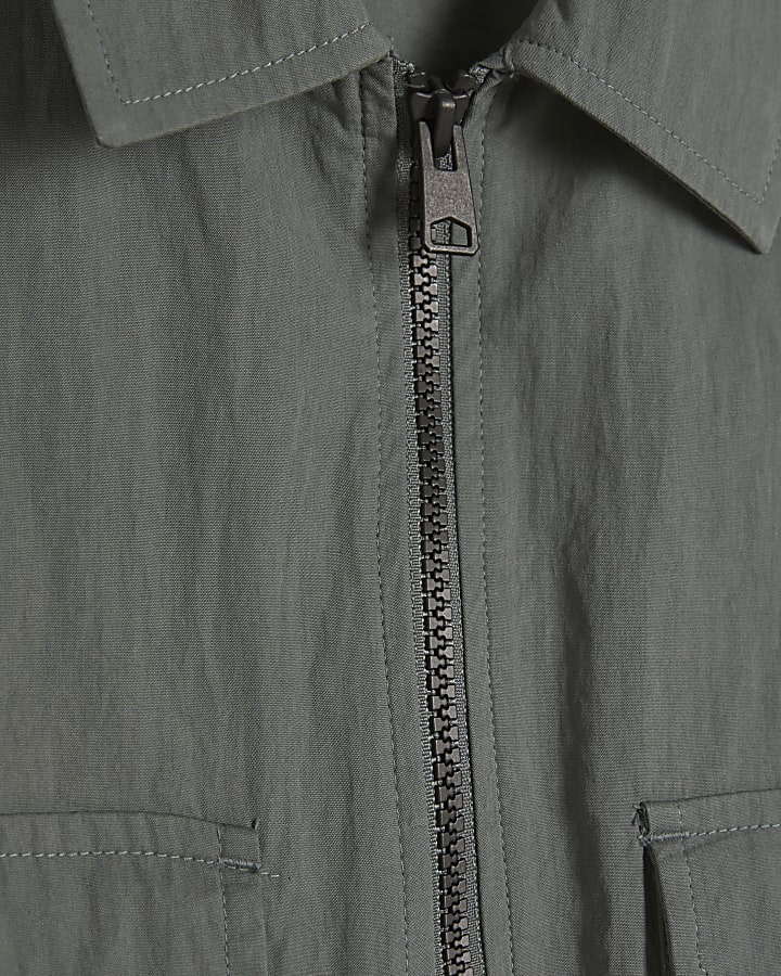 Green Regular Fit Washed Utility Overshirt