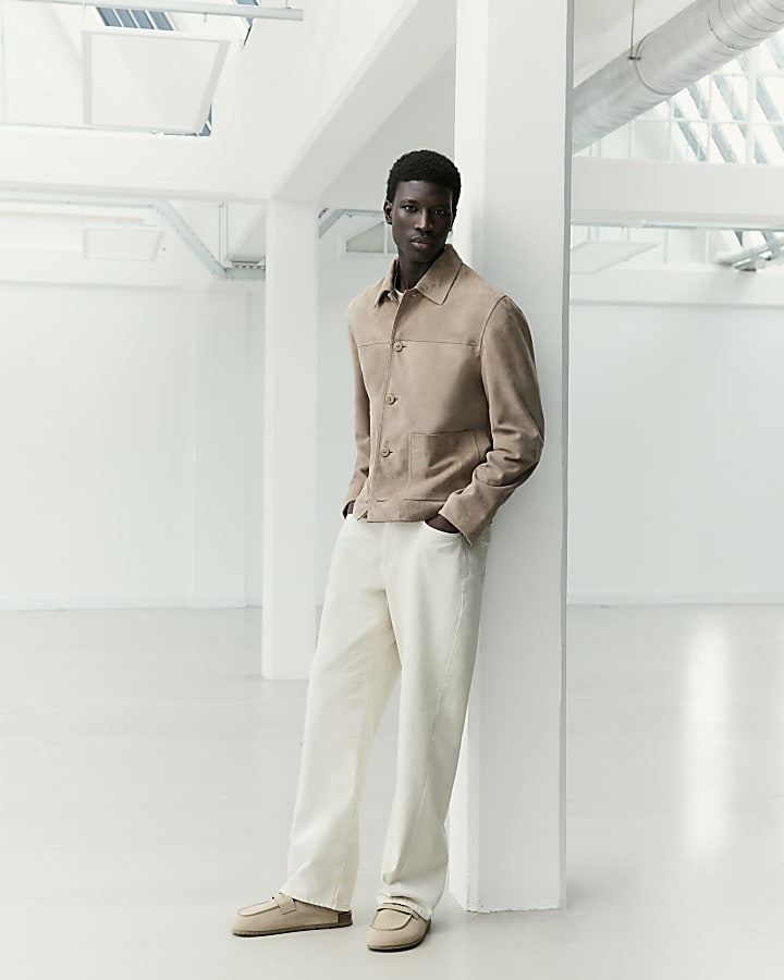 Cream RI Studio Loose Fit Twist Jeans