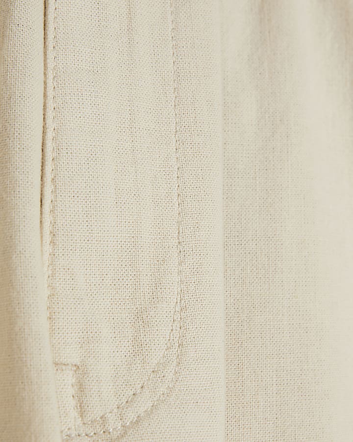 Beige Linen Blend Trousers