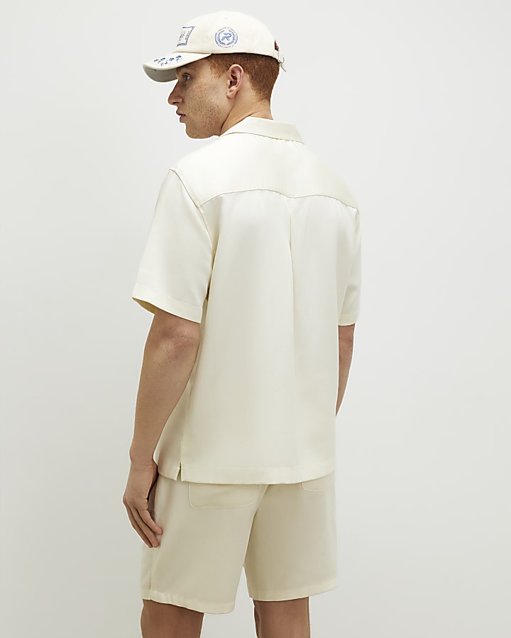 Cream Regular Fit Shorts