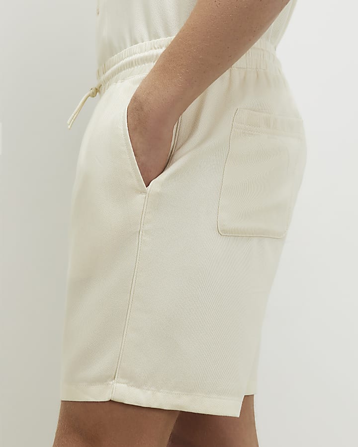 Cream Regular Fit Shorts
