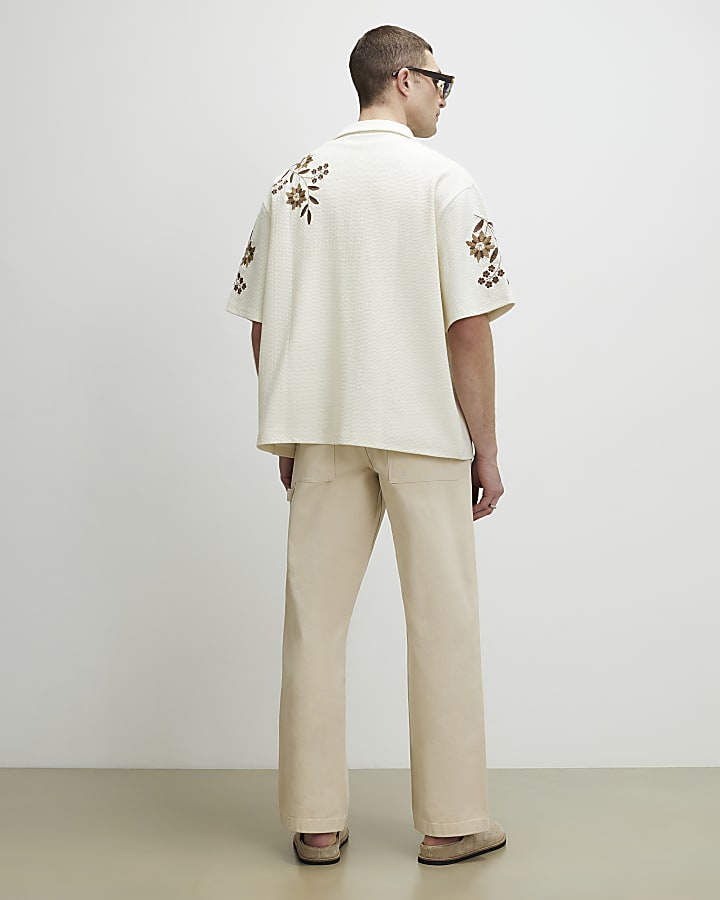 Beige Loose Fit Trousers