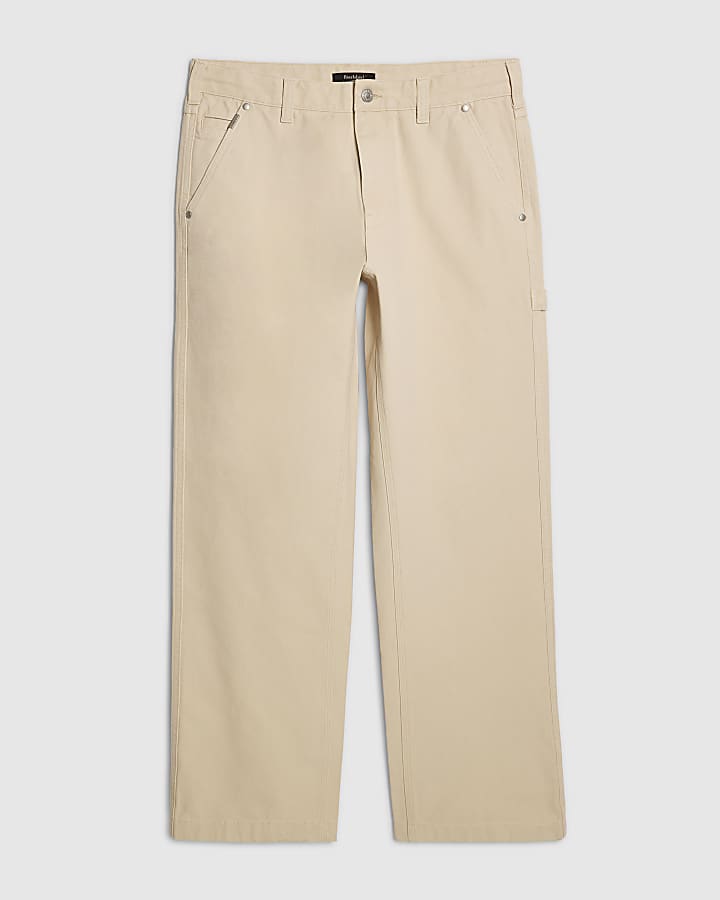 Beige Loose Fit Trousers