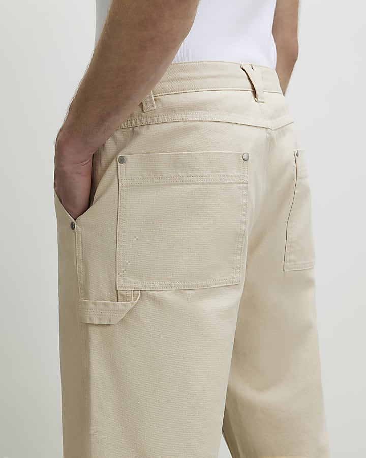 Beige Loose Fit Trousers
