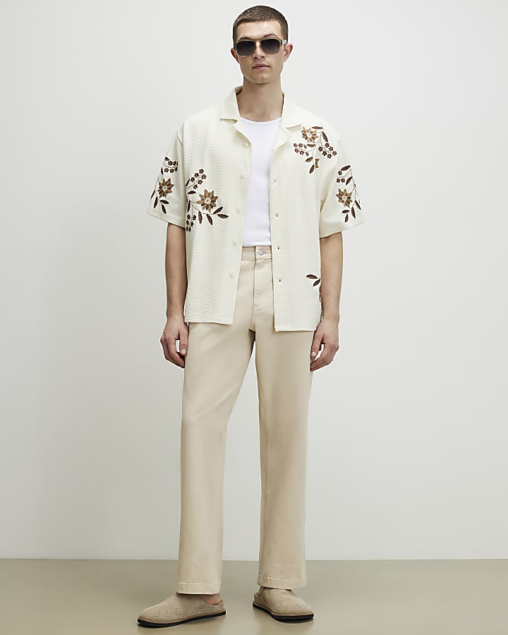 Beige Loose Fit Trousers