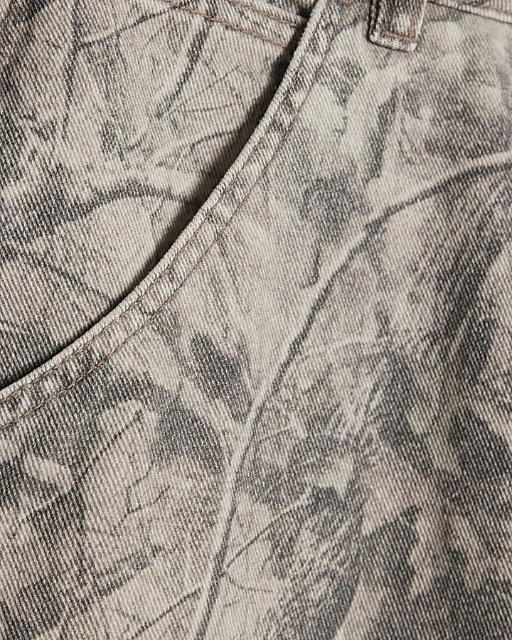 Brown Camouflage Denim Shorts