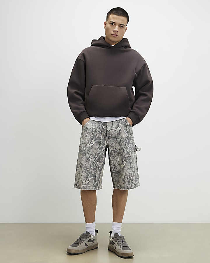 Brown Camouflage Denim Shorts