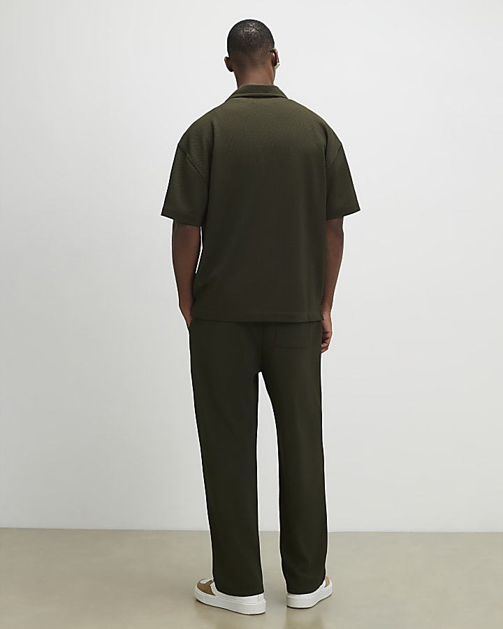 Khaki Regular Fit Waffle Textured Joggers