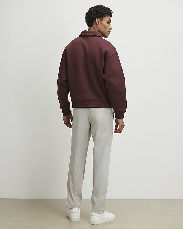 Grey Elasticated Straight Trousers