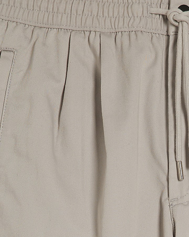 Grey Elasticated Straight Trousers