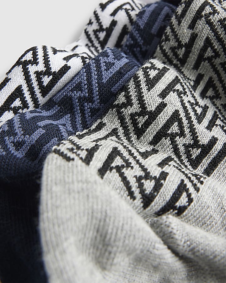 Multi Colour Rib Monogram Pack Of 5 Socks