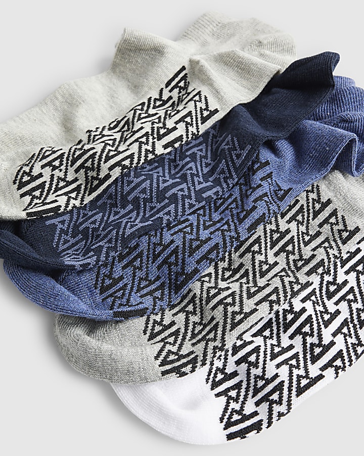 Multi Colour Rib Monogram Pack Of 5 Socks