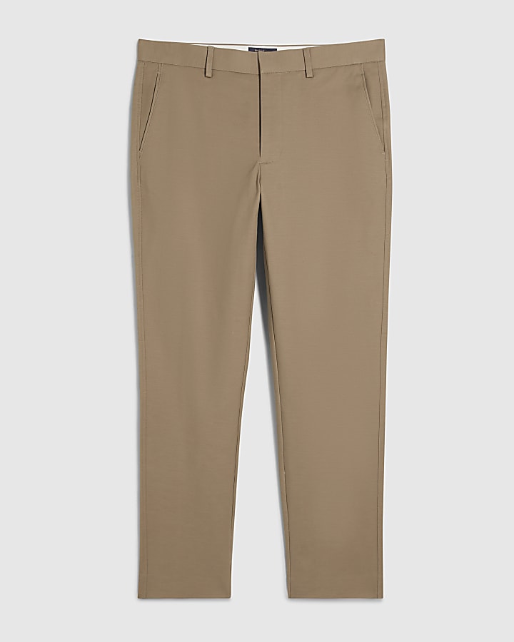 Beige Slim Fit Chino Trousers