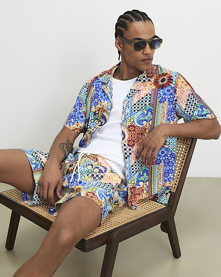 Blue Mosaic Swim Shorts