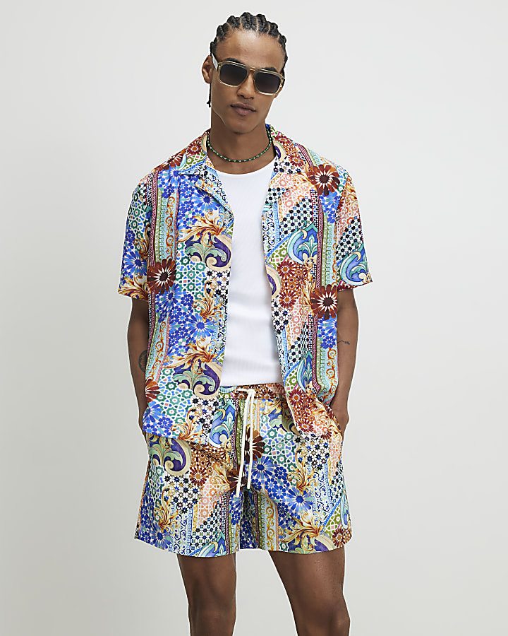 Blue Mosaic Swim Shorts