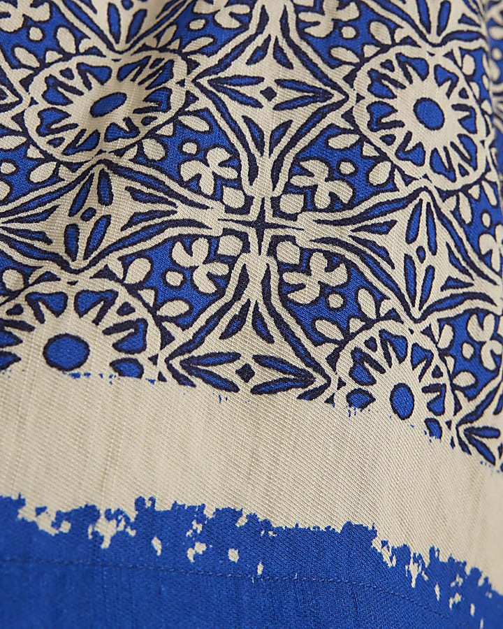 Blue Tile Print Shorts