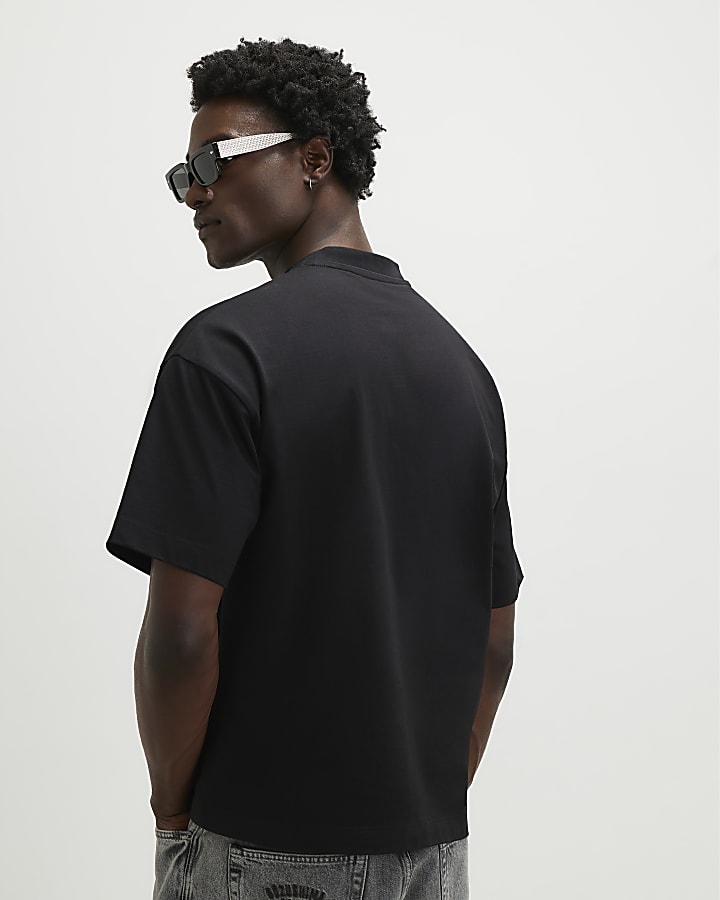 Black Oversized Floral T-Shirt