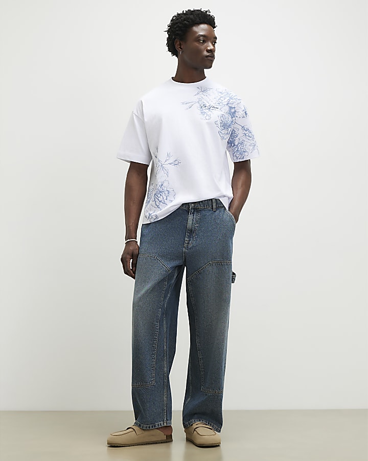 White Oversized Floral T-Shirt