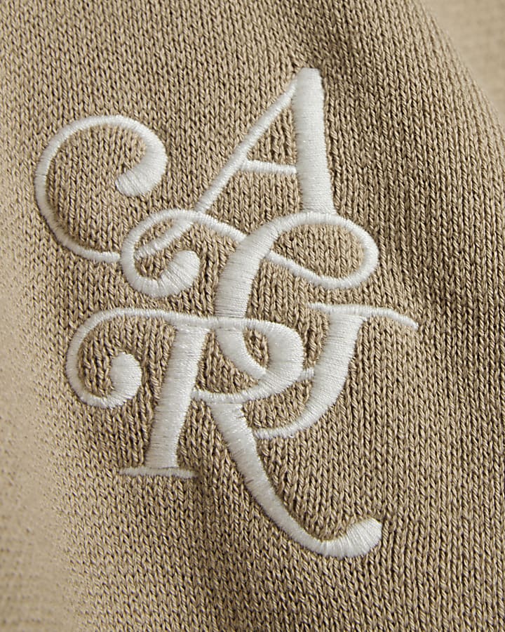 Beige Compact Knit V Neck Jumper