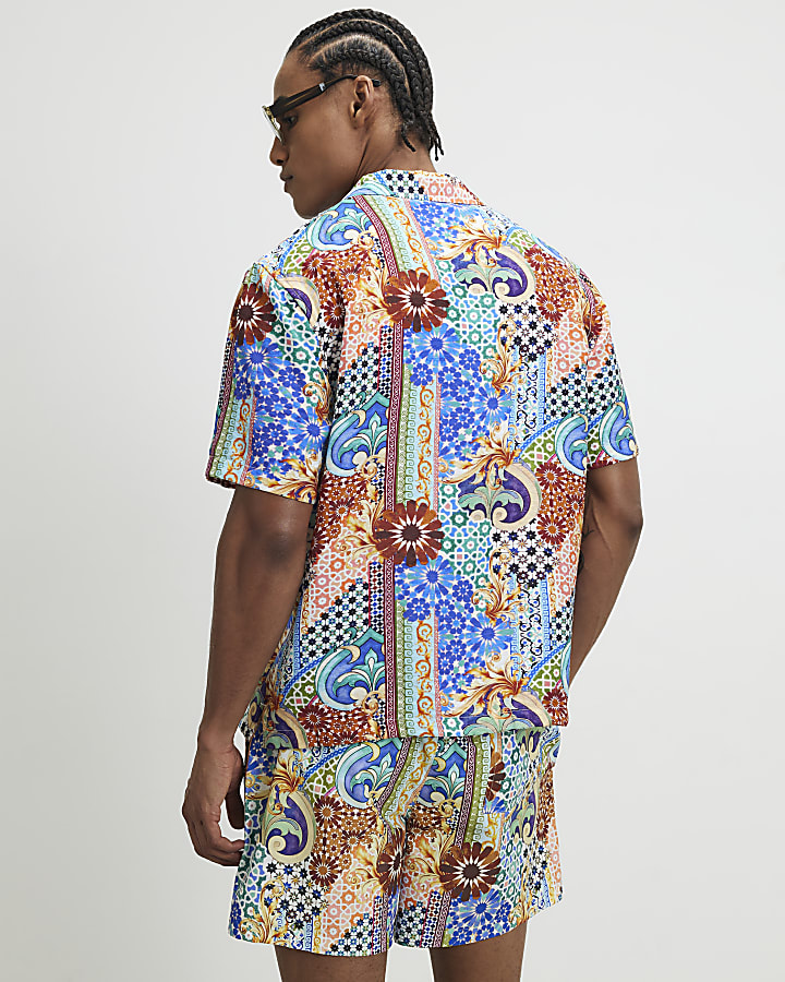 Blue Mosaic Print Shirt