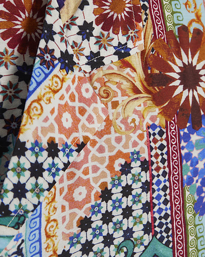 Blue Mosaic Print Shirt