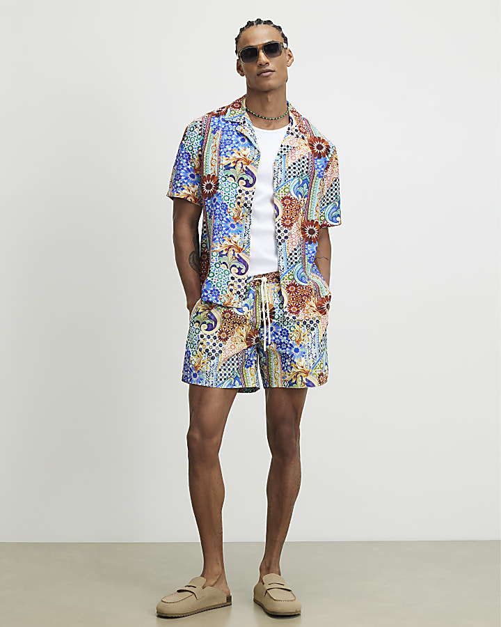 Blue Mosaic Print Shirt