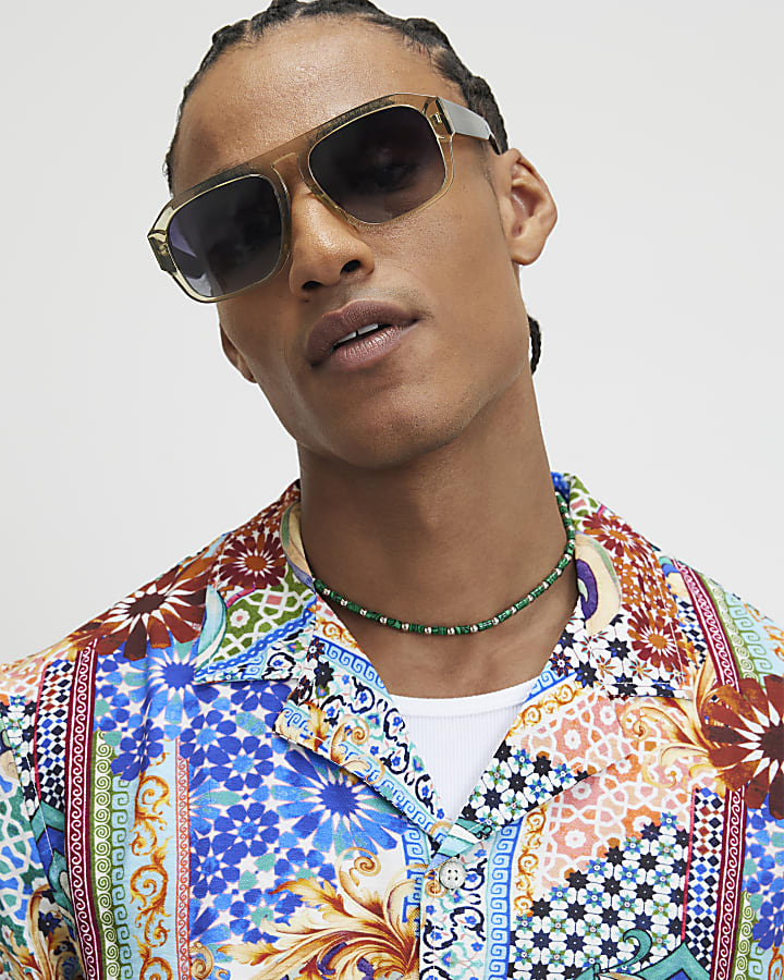 Blue Mosaic Print Shirt