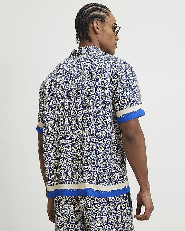Blue Tile Print Shirt
